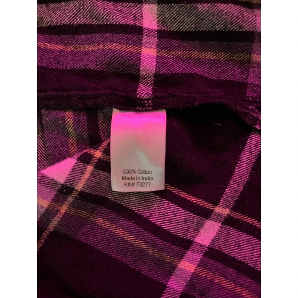 Sonoma Black and Purple Plaid Flannel with Back Graphic Patch - Picture 8 of 9